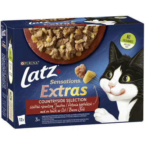 korm-dlia-koshek-latz-12-x-85-g-v-zhele-sensations-extras-countryside