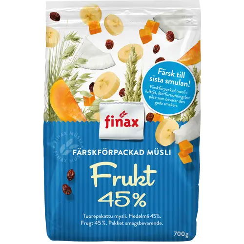 Фруктовые мюсли Finax 650 г 45%