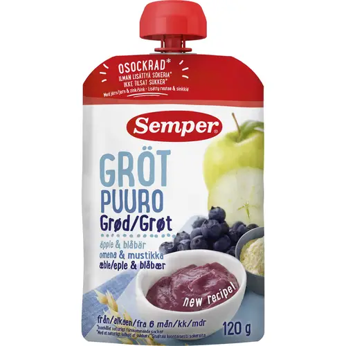Каша Semper 120 г черника-яблоко 6 месяцев