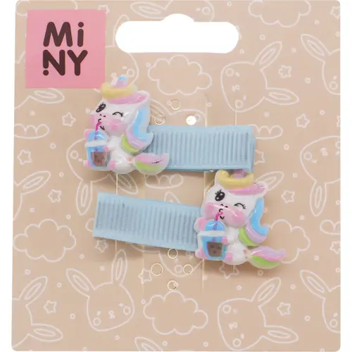 Заколка для волос Miny 2 шт. единорог, светло-голубая