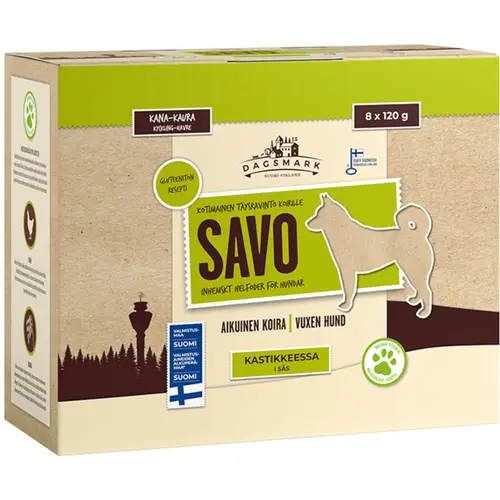 Корм для собак Dagsmark Savo 8 x 120 г курица-овсянка в соусе