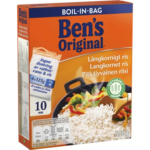 Рис Ben's Original 4 x 125 г длиннозерный в пакетике для варки