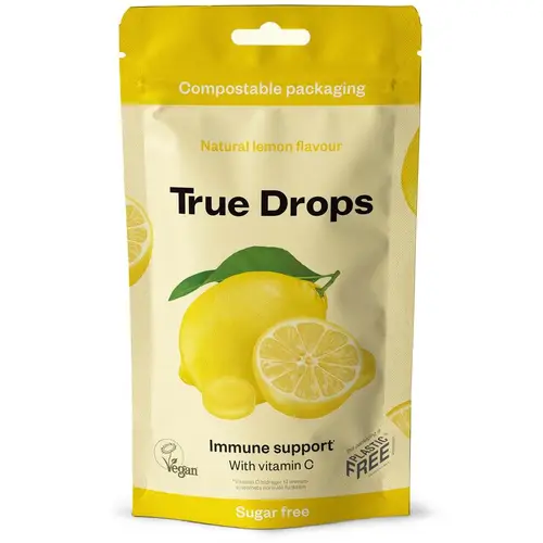 True Drops Immune Support - леденцы со вкусом огурца и лимона + витамин С 70 г - без сахара