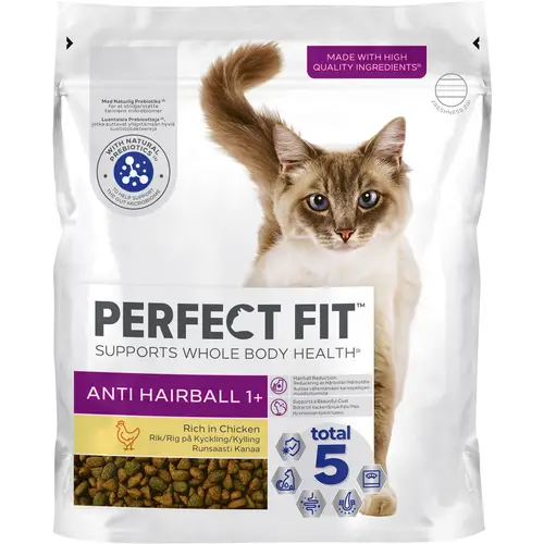 Корм для кошек Perfect Fit 750 г, курица против образования комков шерсти