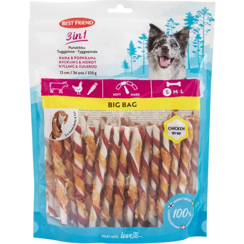 Жевательные палочки Best Friend 36 шт. 325 г 3-в-1 курица и морковь