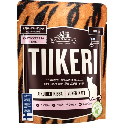 Корм для кошек Dagsmark 80 г Tiikeri Курица и индейка в соусе