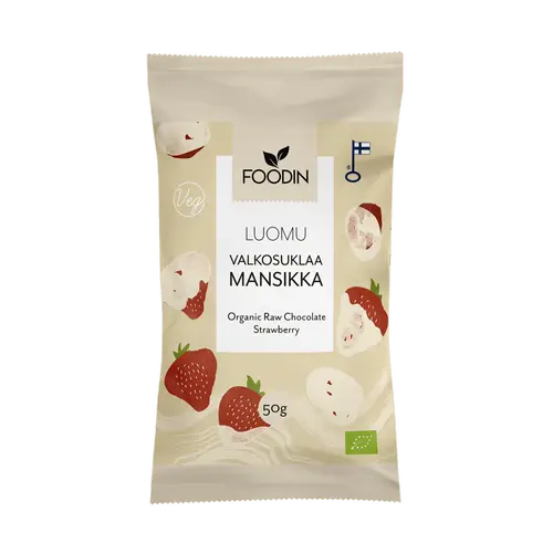 Белый шоколад Foodin со вкусом клубники и органического шоколада 50 г