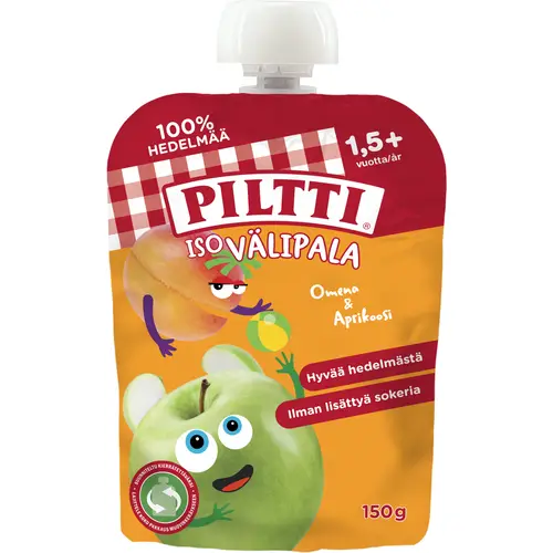 Фруктовое пюре Piltti 150 г Большая закуска яблоко-абрикос 2 года