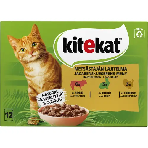 Корм для кошек Kitekat 12 x 85 г, меню охотника