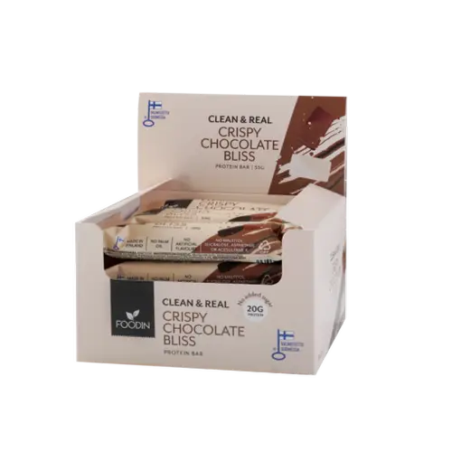 Протеиновый батончик Foodin Clean & Real Crispy Chocolate Bliss — протеиновый батончик 12 x 55 г Оптовая упаковка