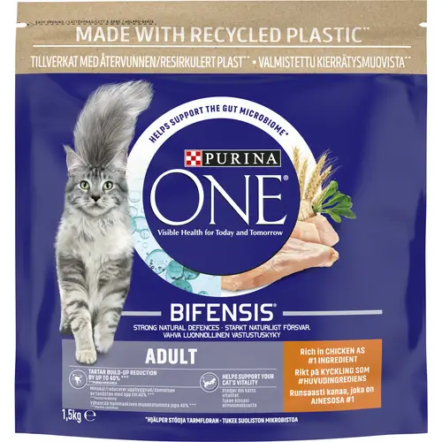 Корм для кошек Purina One 1,5 кг для взрослых с курицей и цельными злаками