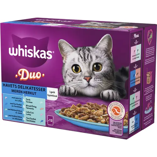 Корм для кошек Whiskas 12 x 85 г 1+ Duo Морские лакомства в желе