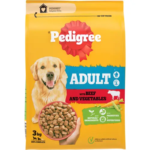 Корм для собак Pedigree 3 кг для взрослых с говядиной и овощами