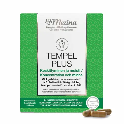 Tempel Plus - Гинкго Билоба, Бакопа Монье и витамин B12 - 120 капсул.