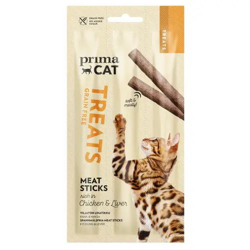 Лакомство для кошек PrimaCat 15 г Мясная палочка куриная печень