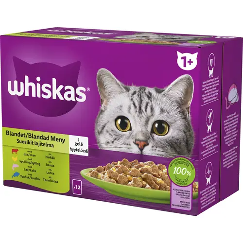 Корм для кошек Whiskas 12 x 85 г 1+ Favorites в желе