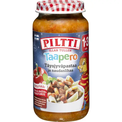 Детское питание Piltti 250 г. Макароны из цельной пшеницы с говядиной 1-3 года