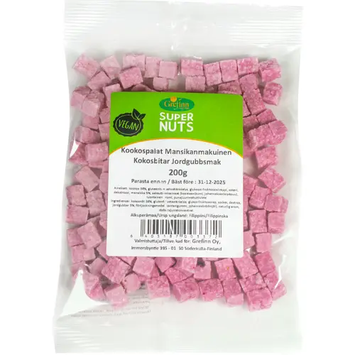 Кусочек кокоса Supernuts 200 г со вкусом клубники