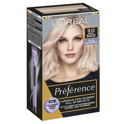 Стойкая краска Loreal Preference 9.12 Сибирь светлый жемчужно-пепельный