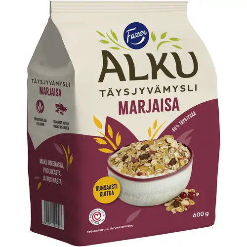 Цельнозерновые мюсли Fazer Alku 600 г ягодные
