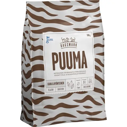 Корм для кошек Dagsmark 500 г Puma с низким содержанием жира, курица-насекомые