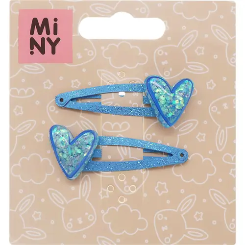 Шпилька для волос Miny 2 шт. сердце, синяя