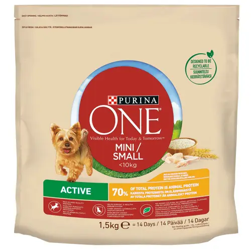 Корм для собак Purina One 1,5 кг Small Dog Active Курица + рис