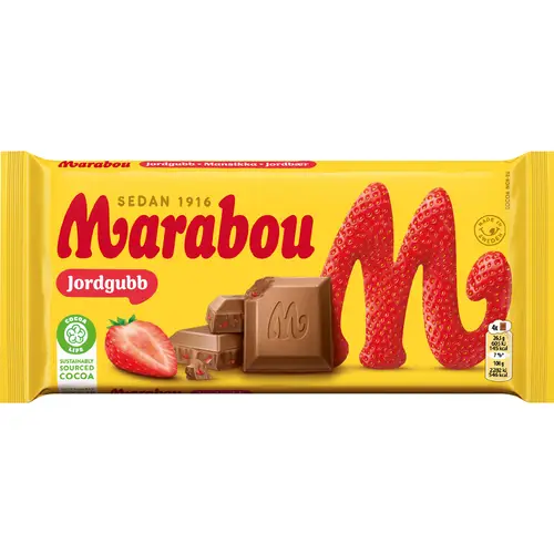 Шоколадная плитка Marabou 185 г Jordgubb