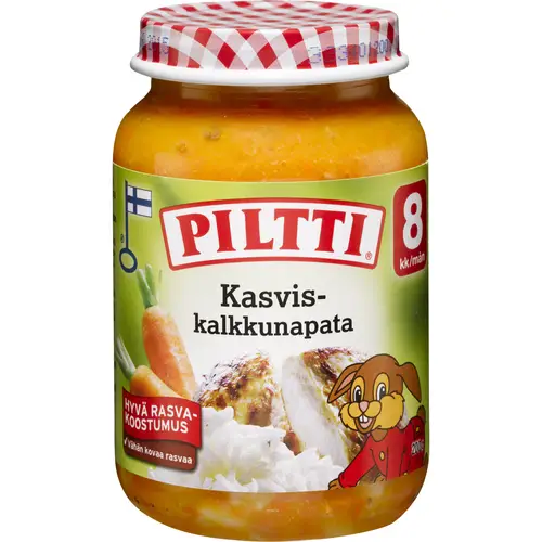 Детское питание Piltti 190 г Овощное рагу из индейки 8 месяцев