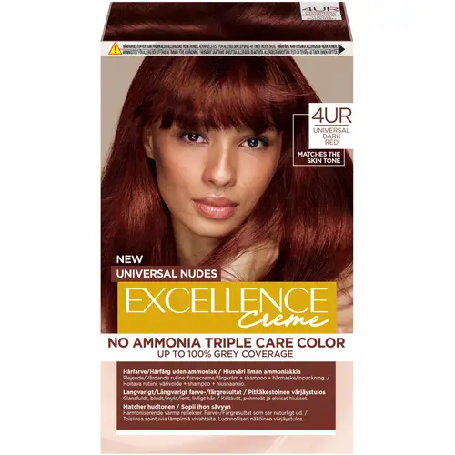 Стойкая краска для волос Loreal Excellence Creme Universal Nudes 4UR Dark Red