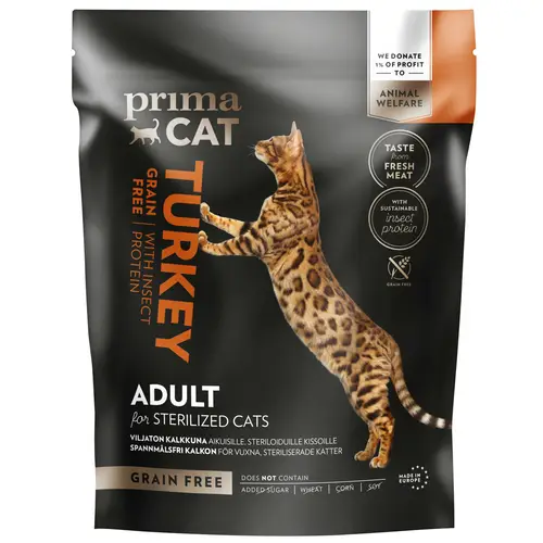 Корм для кошек PrimaCat 1,4 кг беззерновой с индейкой для стерилизованных кошек