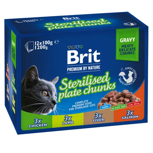 Корм для кошек Brit Premium 12 x 100 г кусочков в соусе для стерилизованных кошек