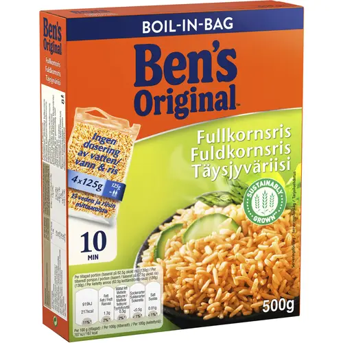 Цельнозерновой рис Ben's Original 4 x 125 г в пакетике для варки