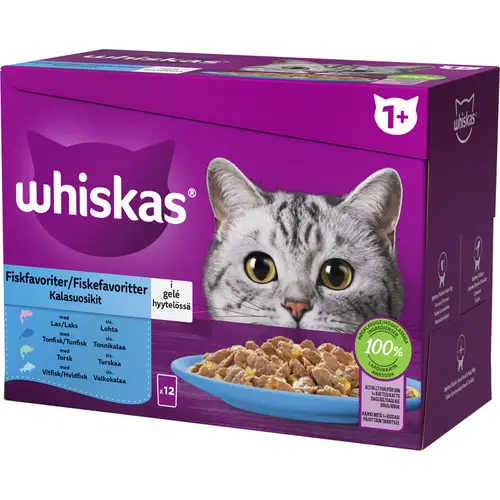 Корм для кошек Whiskas 12 x 85 г 1+ Рыбные фавориты в желе