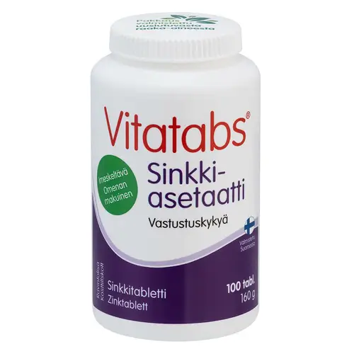 Vitatabs Zinc Acetate Apple 100 tabl.