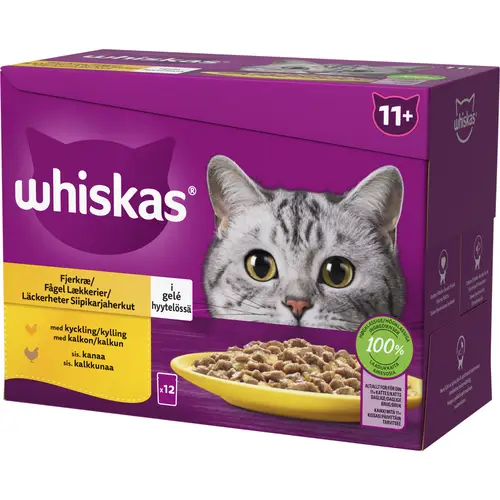 Корм для кошек Whiskas 12 x 85 г 11+ Лакомства из птицы в желе