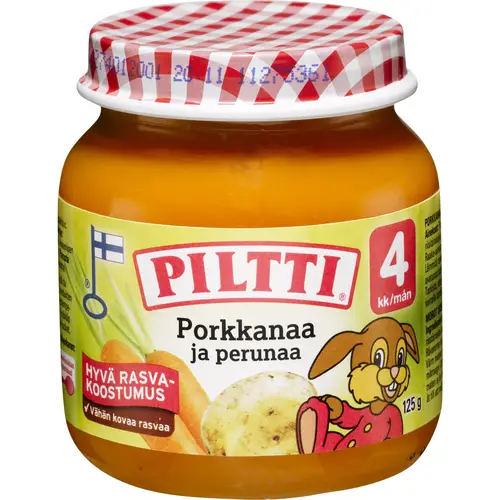 Детское питание Piltti 125 г Морковь и картофель 4 месяца