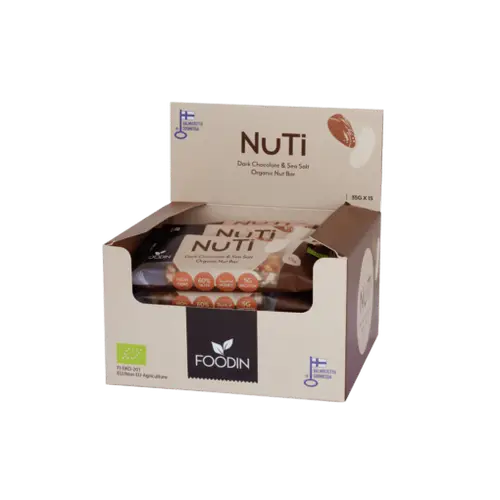 Foodin NUTI Темный шоколад и морская соль - Ореховый батончик Оптовая упаковка 15x35 г
