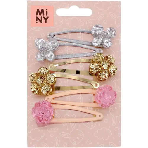Детская заколка для волос Miny 6 шт./коробка, серебристо-золотисто-розовая