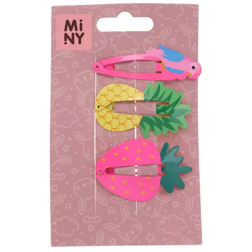 Детская заколка для волос Miny 3 шт. ананас/попугай/клубника
