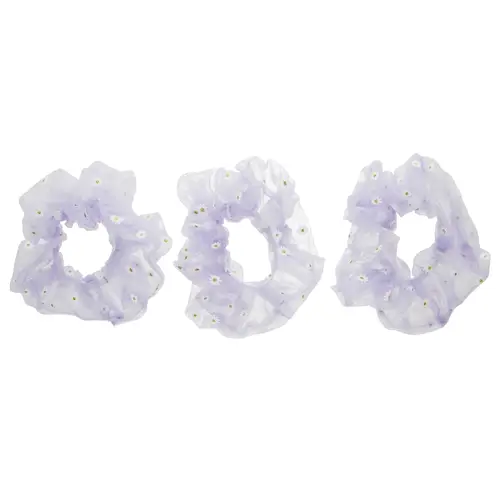 Пончик для волос Miny 3 шт. органза ромашка, желтый/сиреневый