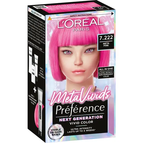 Краска для волос Loreal Preference Metavivids 7.222 Розовый осветление и тонирование