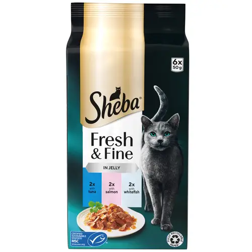 Корм для кошек Sheba 6 x 50 г. Ассорти из свежей и изысканной рыбы в желе