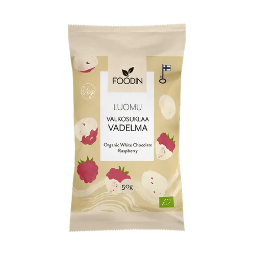 Белый шоколад Foodin с малиной, органический, 50 г