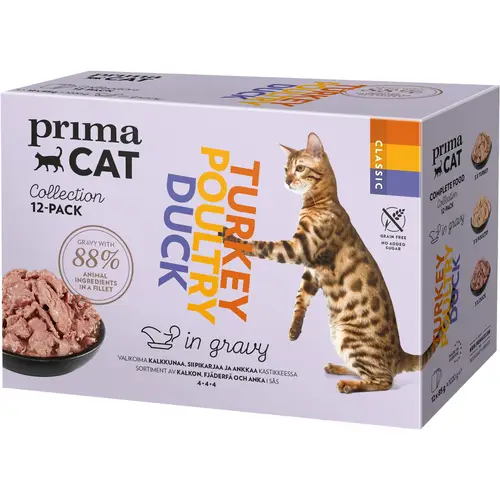 Корм для кошек PrimaCat 12 x 85 г Классическая смесь для птицы в соусе