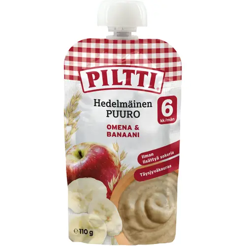 Фруктовая каша Piltti 110 г Яблоко-банан 6 месяцев