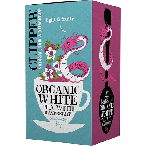 Органический белый чай Clipper с малиной - Белый чай с малиной, 20 чайных пакетиков