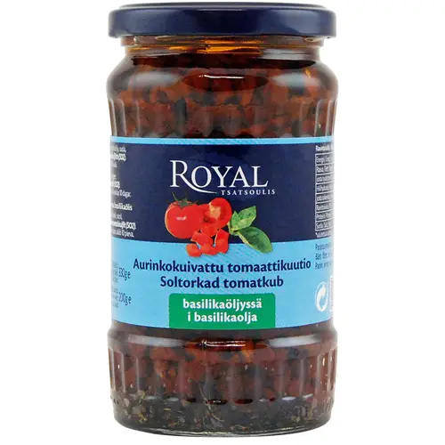 Вяленые помидоры 330/200 г кубик в базиликовом масле