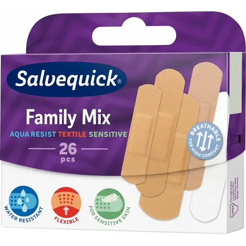 Пластырь Salvequick Family Mix 26 шт.