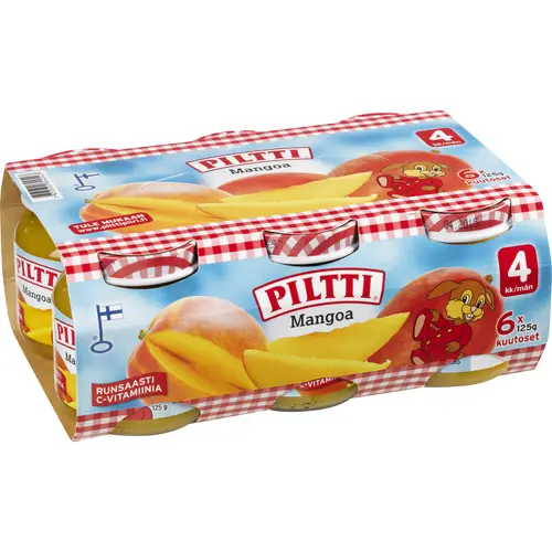 Фруктовое пюре Piltti 6 x 125 г Манго 4 месяца